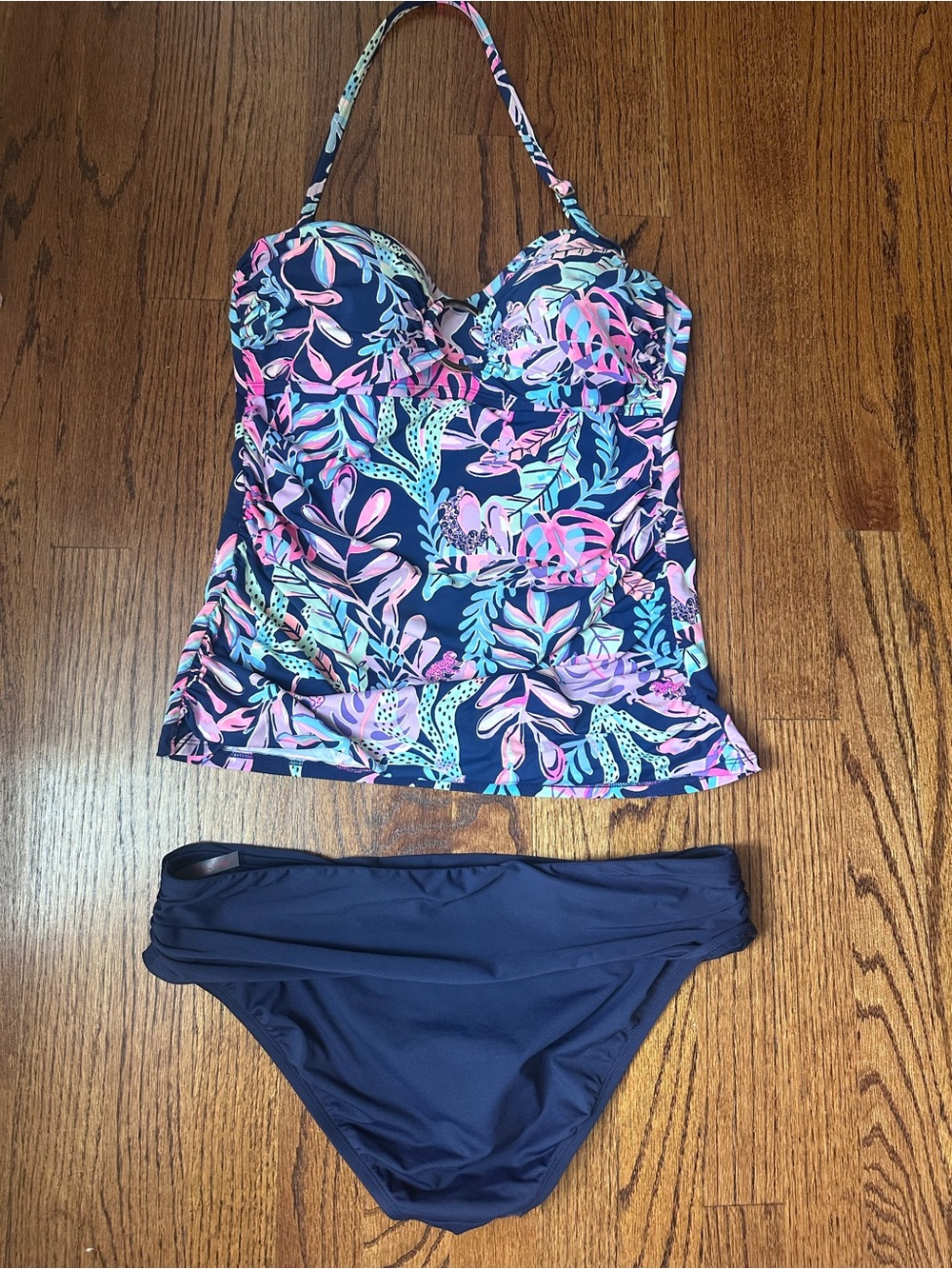 Lilly Pulitzer Tropical Floral Tankini Set Navy Size 10
